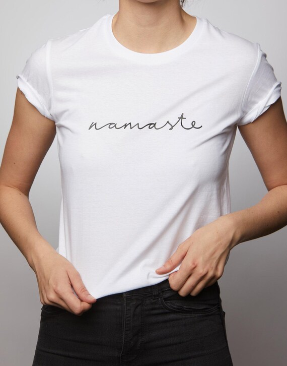Namaste Yoga T shirt Tee Namaste Yoga Slogan Tee White Etsy Canada