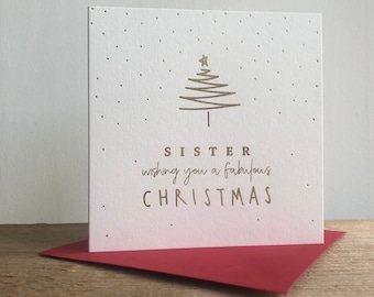 Gold Foil Christmas Card for Sister | Sister Christmas Card