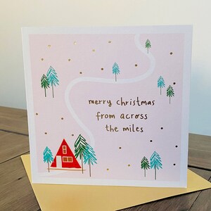 Carte de Noël feuille d'or pour From Across The Miles | Lointain | Carte de Noël à l'étranger