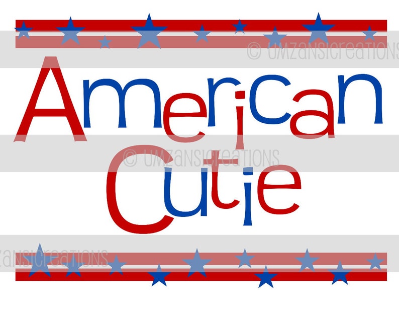 American Cutie , patriotic , 4th of july , america , usa , united states diy Iron on t-shirt transfer Digital Sheet Print your own image 1
