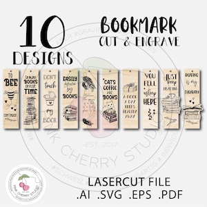 10 Designs of Bookmark Bundle Laser Ready SVG / Digital File / Lasercutting / Glowforge