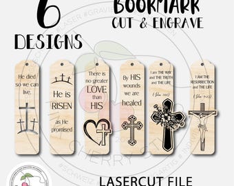 6 Designs of Religious Bookmark Bundle Laser Ready SVG / Digital File / Lasercutting / Glowforge Easter Jesus, Christian, Cut and Engrave