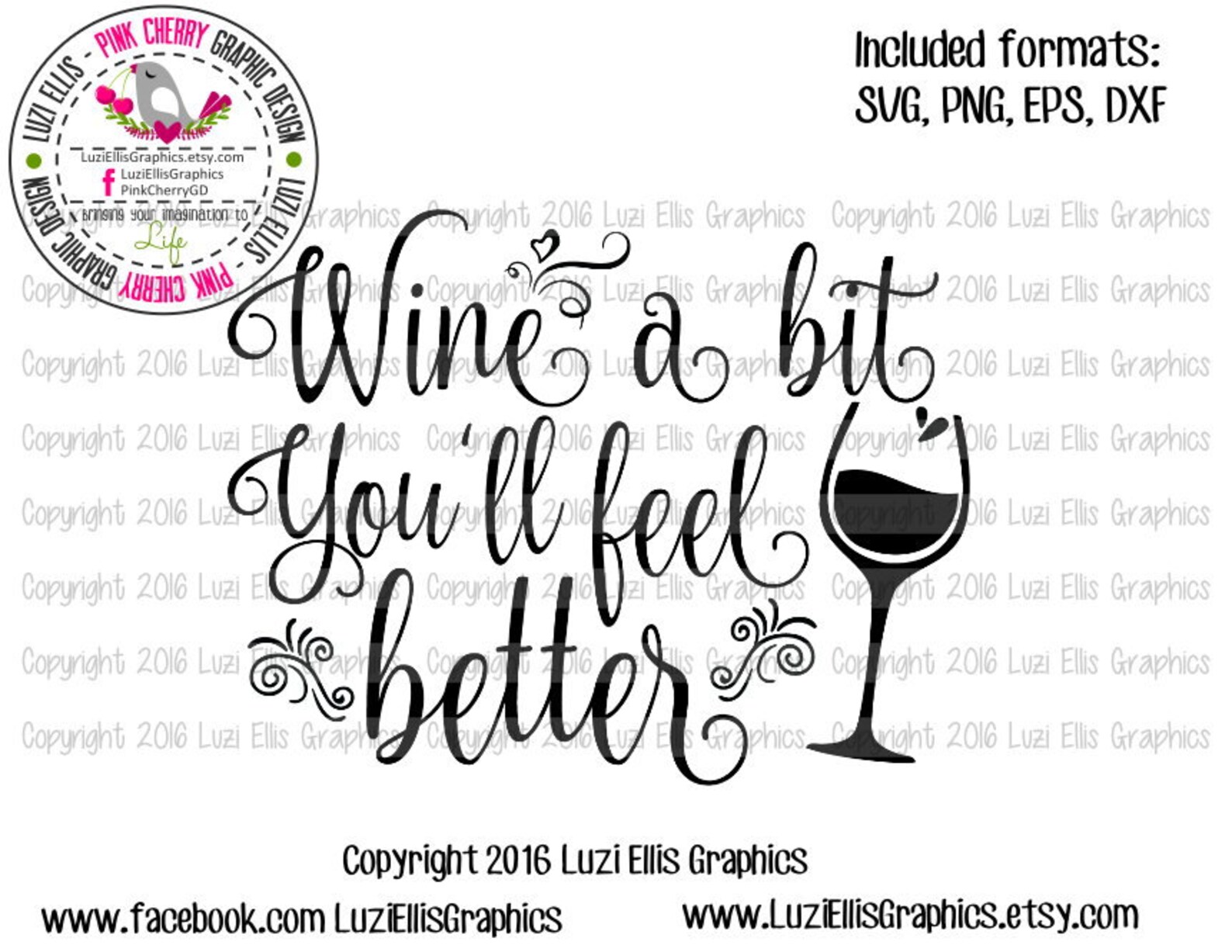 Wine a bit you'll feel better wine glass drinking SVG Etsy