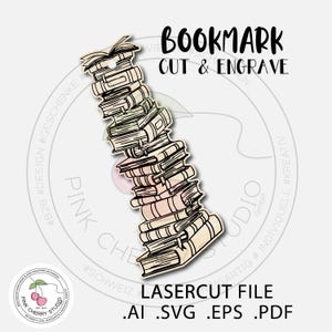 Bookstack Bookmark Book stack Laser Ready SVG / Digital File / Lasercutting / Glowforge Back to school, reading, books