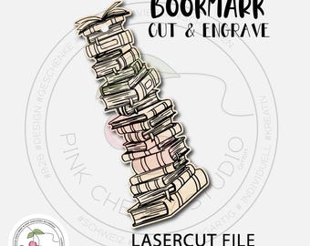 Bookstack Bookmark Book stack Laser Ready SVG / Digital File / Lasercutting / Glowforge Back to school, reading, books