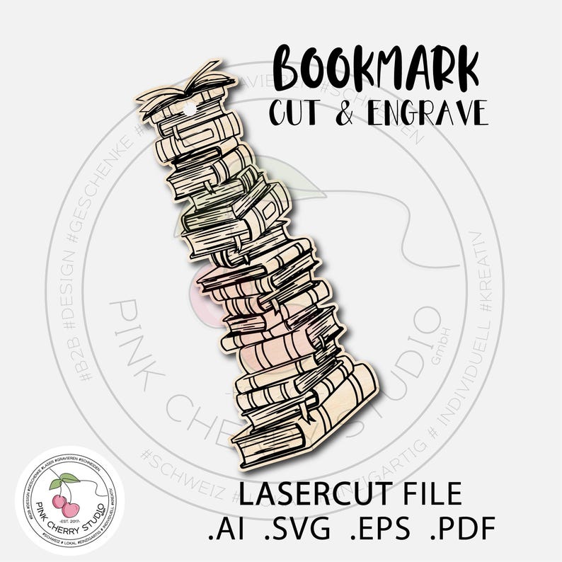 Bookstack Bookmark Book Stack Laser Ready SVG / Digital File ...