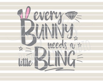 Every Bunny Needs A Little Bling. Easter Bunny Ears. Diamond SVG DXF files for Vinyl Cutting Projects - diy instant download - cutting files