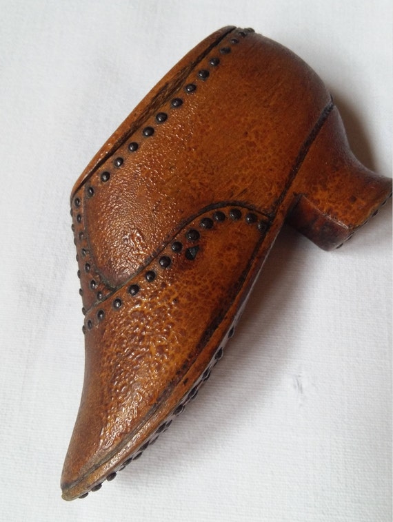 Antique Victorian Treen Shoe Snuff Box With Pin Work Etsy