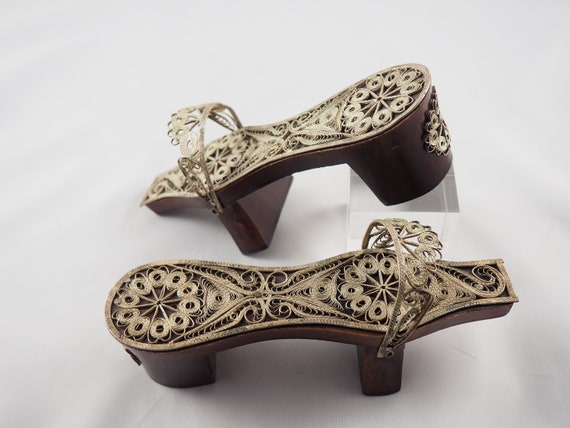 A Pair of Vintage Turkish Bathing Clogs, Wood and