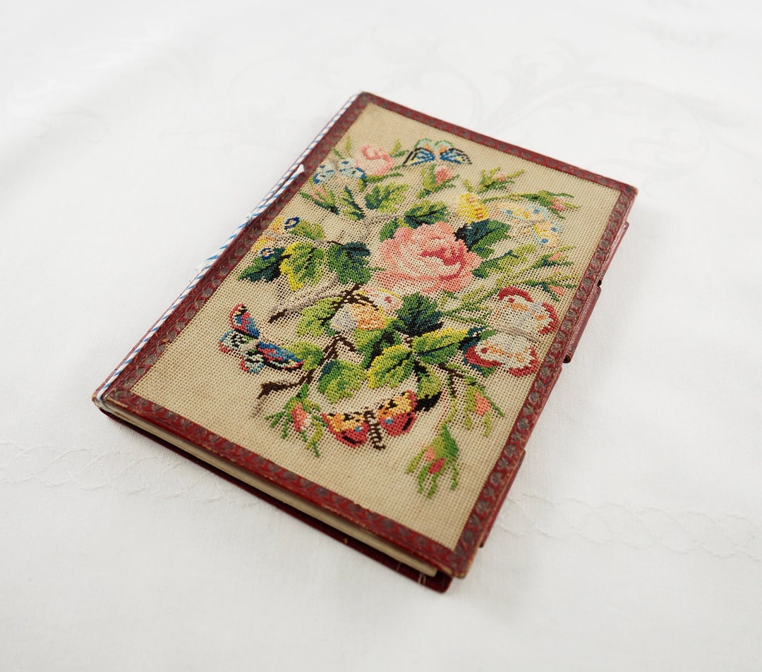 Antique Early 19th Century Petit Point and Leather Notebook, Pocket ...