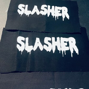 SLASHER patch color patches . Spooky horror for horror enthusiasts ! horror movie patch , slasher movie patch