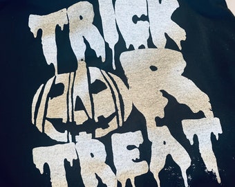 Camiseta de truco o trato, ropa de película de terror de Halloween con calabaza