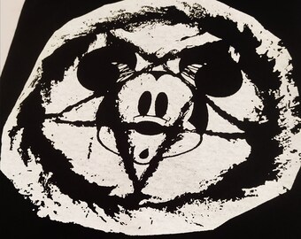 Pentagram t shirt , black , satan , 666 , mickey mouse , lucifer , hail satan , disney , horns