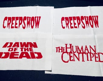 Horror movie title White fabric cloth patch blood RED ink sew on punk patch Horror patches