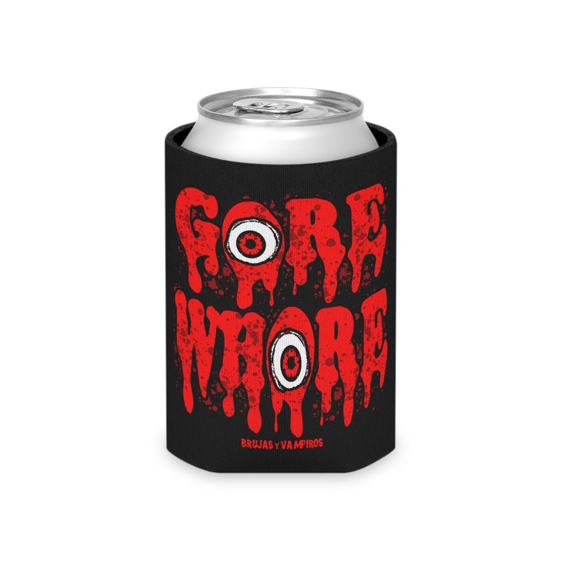 GORE WHRE Can Cooler, macabre beer koozie, horror movie beer koozie, horror can cooler, funny beer koozie, rated r movie can cooler image 4