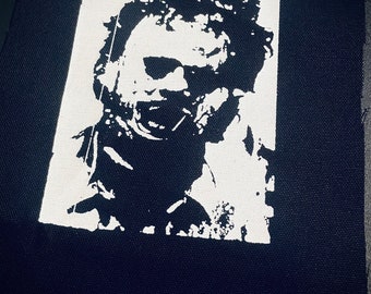 Leatherface portret horror patch patches in kleur, horror duivel moet hebben!