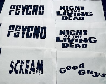 Horror Movie Title Patch, Handmade Sew On Patch