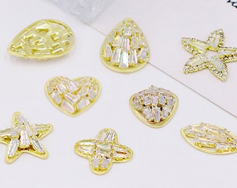 10 boutons appliqués en strass, pour faire une broche, embellissement en cristal de perle, broche de mariage, pince à cheveux (7002-181)