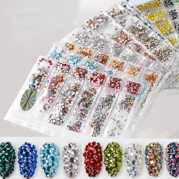 Mischgröße 1058 Stk SS4-SS16 Flatback Facettierte Strasssteine,Diy Deko Bling,Glas Kristall Strass,für Nail Art,Wholesale high Quality7000-68