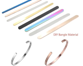 2 pcs Stainless Steel Bangle Bracelets,Adjustable Cuff Blank Bracelet,Mirror Polished Blank Bracelet ,Hand Stamping Supplies