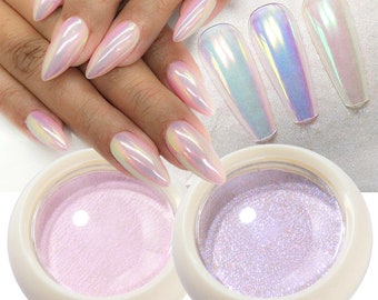 Box of Nail Jewelry Glitter Magical Shell Powder Mermaid Pearl Mirror  Powder Rainbow Neon Pink Manicure(7004-144)