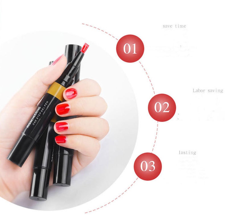 24 Colors a Set One Step Gel Nail Varnish Pen Glitter 3 in 1 Etsy