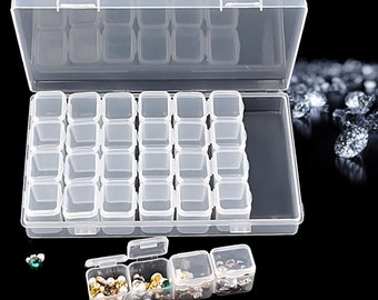 1pc/28 Slots Adjustable Clear Jewelry Storage Box Case Craft Organizer Beads 
