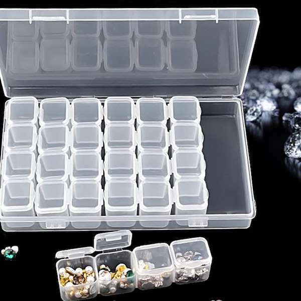 livraison gratuite 28 slots coffret organisateur conteneurs de rangement étui pour bricolage Nail art strass Bijoux perles manucure accessoire outil d’affichage