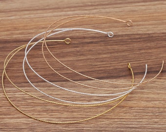 2 pcs 1.7mm bandeaux à vis, bandeau en métal, cerceau de cheveux, bande métallique vierge, diadème uni, extrémité courbée, fabrication de bijoux, vente en gros (7012-168)