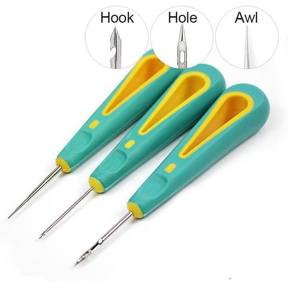1 Set Shoe Repair Kit Awl With Brass Handle, 10 Hook Needles