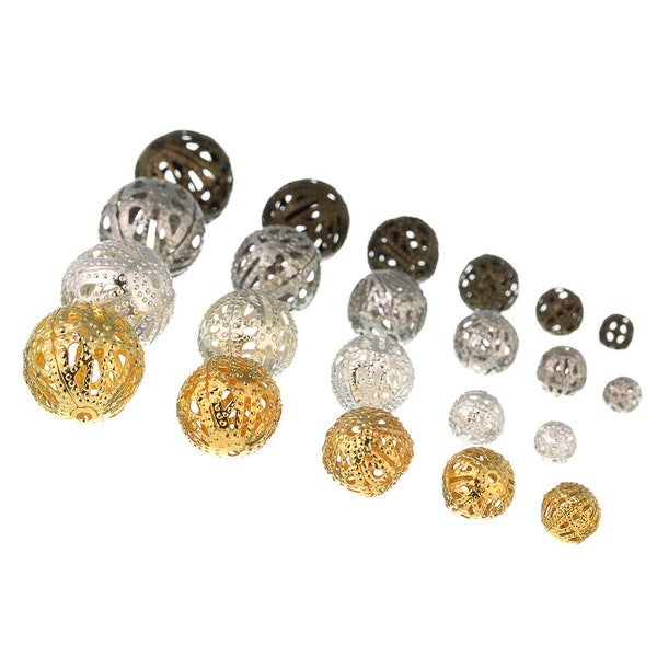 50/100 pcs 6/8/10/12/14/16mm Boule de fer creuse, perle de boule ronde, connecteur rond,Perles de position de bijoux fixes(7014-71)