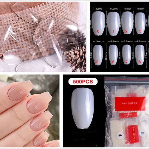 500 Pcs Short Round Fake Nailscurve Clear Nails Tipspress on - Etsy