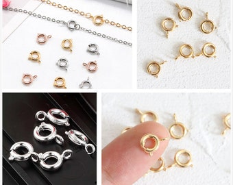 50 pcs/100 pcs Brass Spring Ring Clasp for Jewelry Making Necklace,Pendant Clasp,Connector Supplies,Plated Brass Spring Ring Clasp