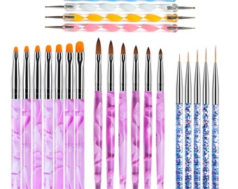 1 juego Nail Art Brush Set Painting Pen Acrylic Builder Flat Drawing Manicure Brush Nail Art Tools Brushes(7003-609)