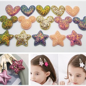Aplicación acolchada brillante para los niños sombrero clip de pelo accesorios y accesorios de la ropa, dibujos animados clip de pelo ajuste suministro de la artesanía (7021-8)