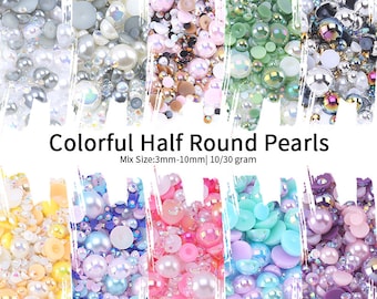 Wholesale Half Round Pearl Multicolors for Clothing Garment Nail Art Decorations Accessories Flatback Resin Pearl Beads Craft 7035-2