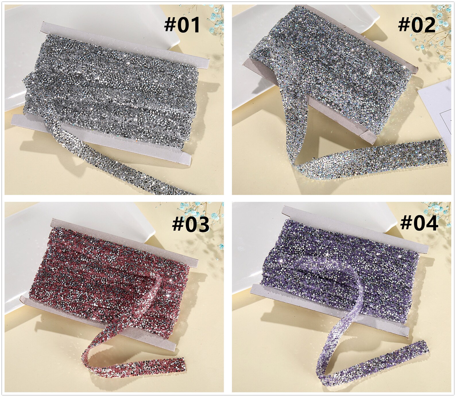 1 Yard 1-3cm Iron-on Rhinestone Ribbon16 Color Diy Deco Bling | Etsy