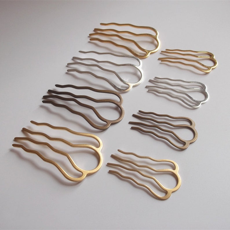 5 Pcs/lot 4-tooth hair comb,Metal Hair Stick,Hair Fork,hair accessories Hair Jewelry,Barrette Hair Combs Blank Base7000-116 image 7