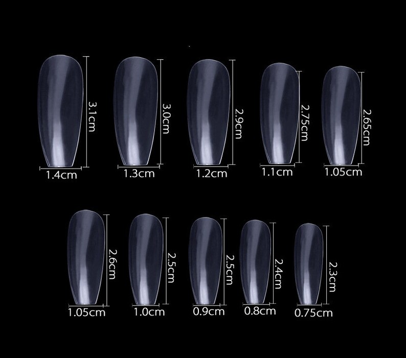 600 Pcs 10 Size Long Frech Fake Nailscurve Clear Nails - Etsy