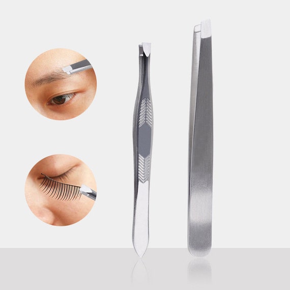  2 Pcs Stainless Steel Eyebrow Tip Tweezers Picker Eyelash  Extensions Nippers for Women : Beauty & Personal Care