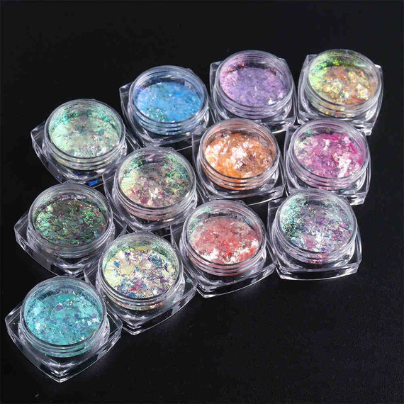 Colourful Opal Nails Powder Holographic Glitter Sequins Flakes Nail Art  Decor US