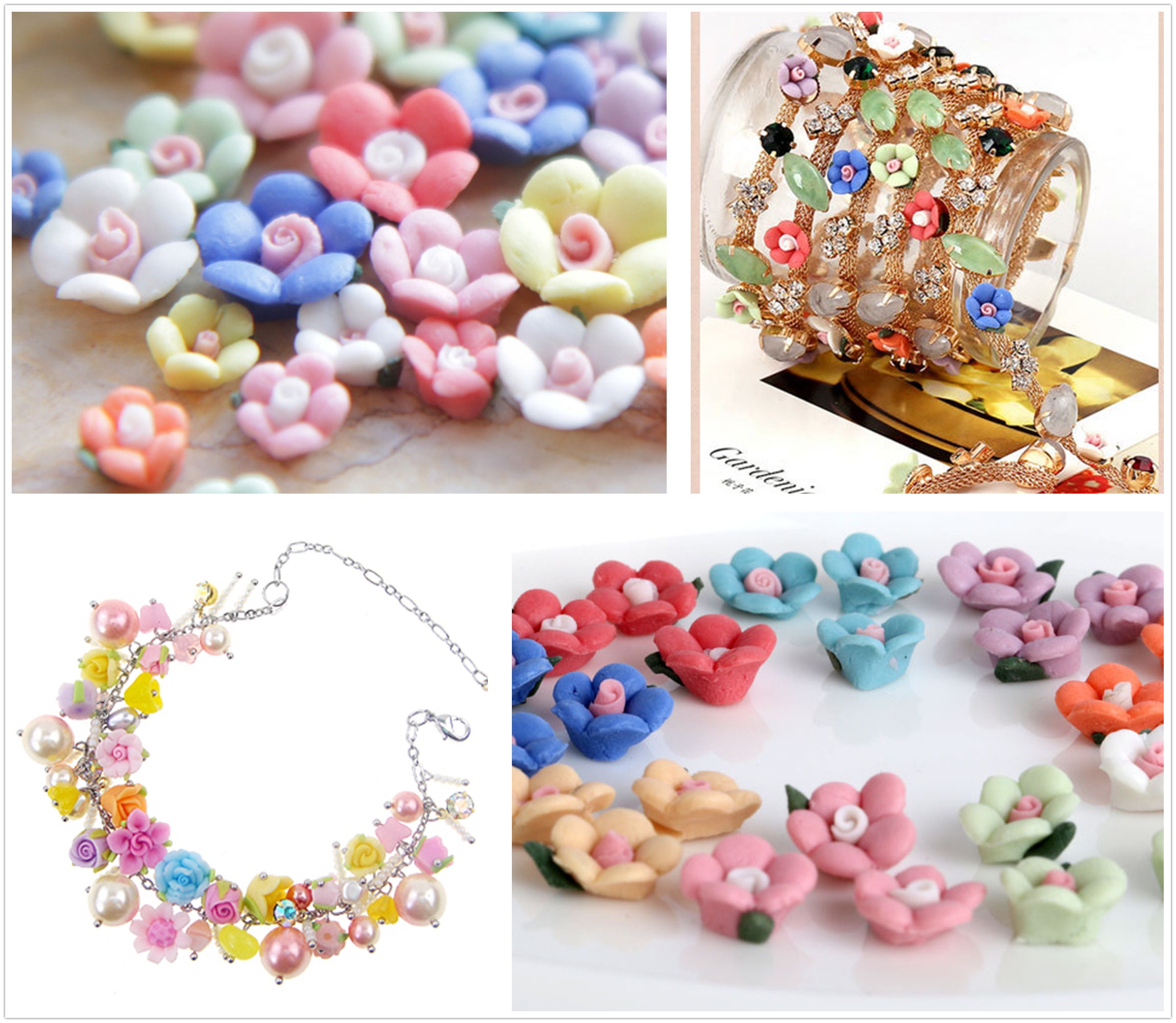 QUSENLON Crystal Resin Clay Jewelry Modeling Flower Making Material Cold  Porcelain Clay Translucent Non-baked Soft Pottery 