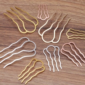 5 Pcs/lot 4-tooth hair comb,Metal Hair Stick,Hair Fork,hair accessories Hair Jewelry,Barrette Hair Combs Blank Base7000-116 image 6