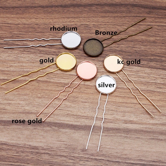 10 pcs Wholesale Metal HairPin Cabochon Base Hair Stick accessoires vierges Coiffure Bijoux Hair Combs U Brass epingles a cheveux7000 170 Etsy France