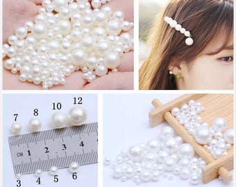 3/4/5/6/8/10/12mm Wrinkle ABS Pearl Beads without hole,round Pearl/ Faux Pearl,cream/white Cute Decoden Wedding Decor Embellishment(7006-22)