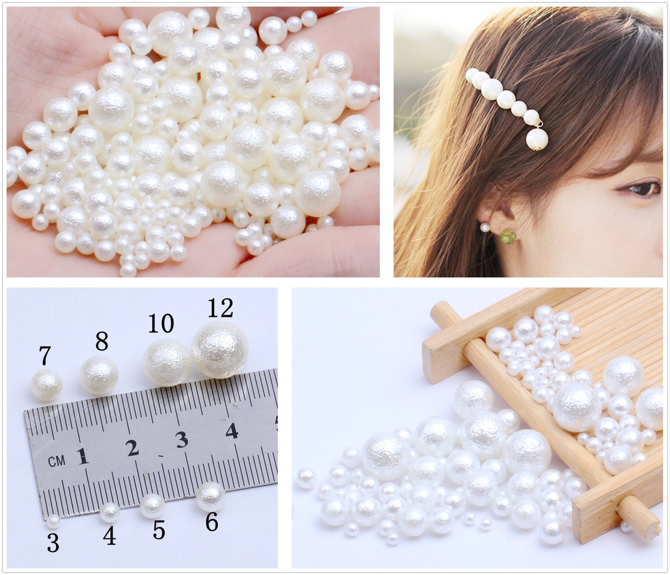 LOT 100/200/400PCS Faux PEARL BEADS 4mm 6mm 8mm Crafts Sewing Jewellery Wedding 
