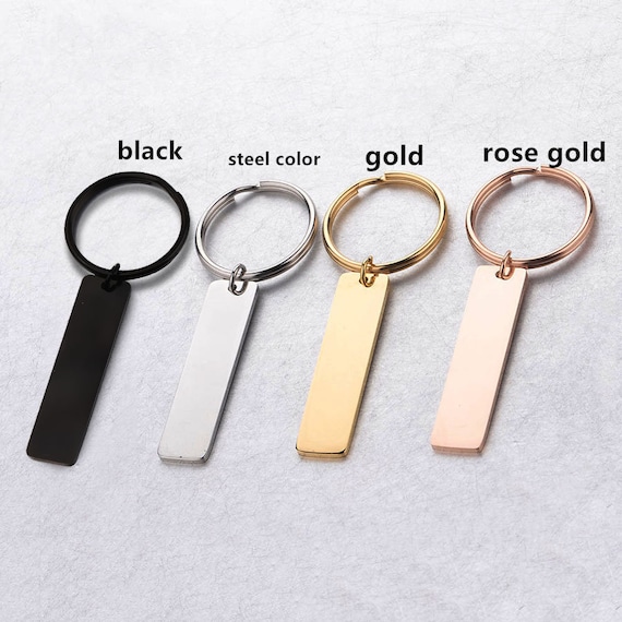 JimiLace Stainless Steel Square Strip Tag Keychain Blank Metal Plate for Keychain Pendant Jewelry Accessories,steel Key rings(7018-7)