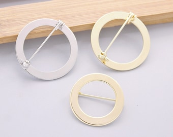 Retro Style Antique Gold Plated Brooch Blanks with 30mm Round Bezel-Safety Pin Fastening-10pcs/lot