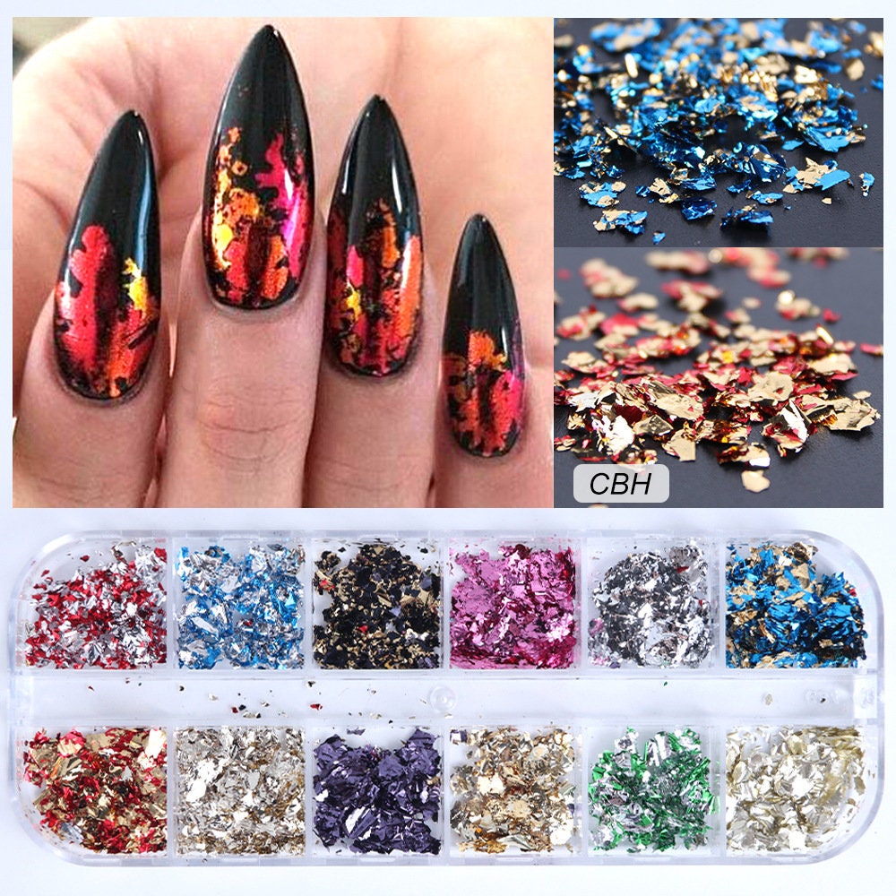 A Set of Nail Decorationplatinum Scrap Sequins Nail Supply - Etsy