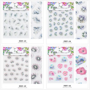 20 Styles Quick Art Sticker,5d Flower Nail Decal With Gum,retro Classic ...